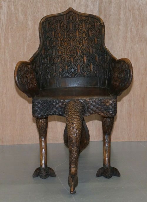 PAIR OF ORNATE BURMESE ANGLO INDIAN HAND CARVED CIRCA 1880 PEACOCK ARMCHAIRS - ADDITIONAL PHOTO 9