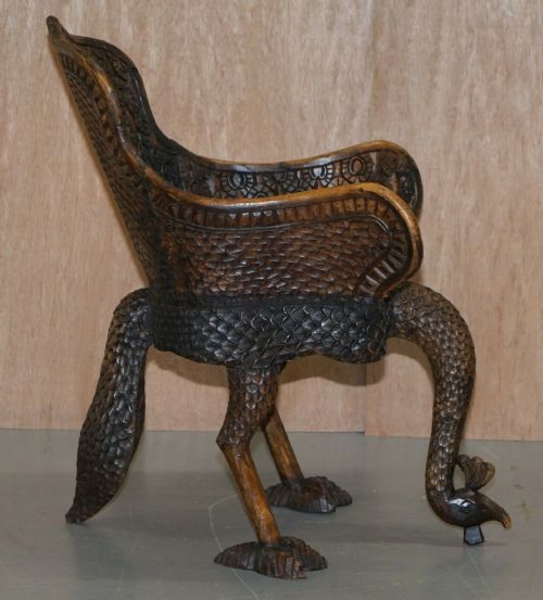 PAIR OF ORNATE BURMESE ANGLO INDIAN HAND CARVED CIRCA 1880 PEACOCK ARMCHAIRS - ADDITIONAL PHOTO 16