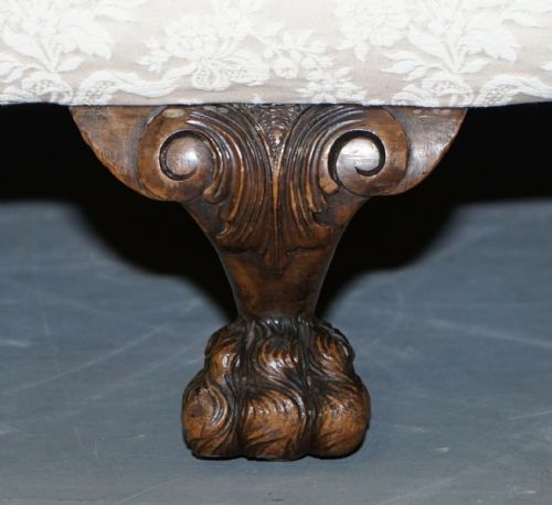 RARE VICTORIAN DAMASK UPHOLSTERY WALNUT CARVED LION PAW FEET SOFA ARMCHAIR SUITE - ADDITIONAL PHOTO 7