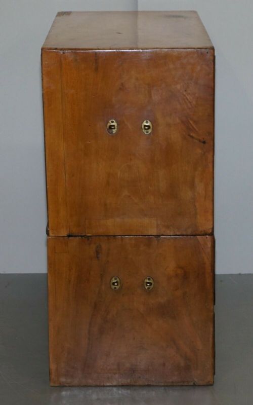EXCEPTIONALLY RARE CIRCA 1860 WALNUT MILITARY OFFICERS CAMPAIGN CHEST OF DRAWERS - ADDITIONAL PHOTO 2