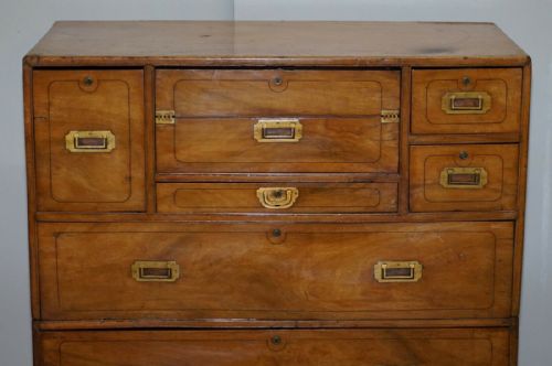EXCEPTIONALLY RARE CIRCA 1860 WALNUT MILITARY OFFICERS CAMPAIGN CHEST OF DRAWERS - ADDITIONAL PHOTO 3