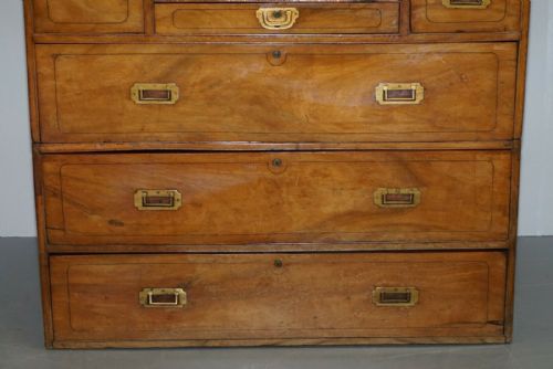 EXCEPTIONALLY RARE CIRCA 1860 WALNUT MILITARY OFFICERS CAMPAIGN CHEST OF DRAWERS - ADDITIONAL PHOTO 4