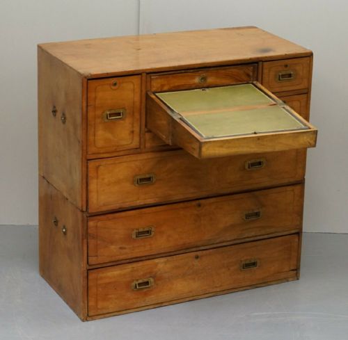 EXCEPTIONALLY RARE CIRCA 1860 WALNUT MILITARY OFFICERS CAMPAIGN CHEST OF DRAWERS - ADDITIONAL PHOTO 7
