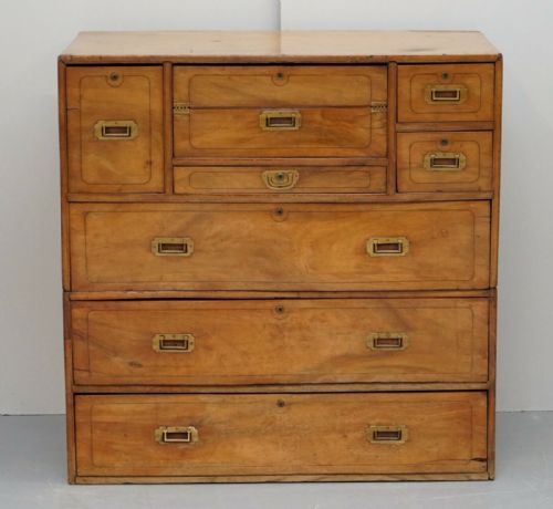 EXCEPTIONALLY RARE CIRCA 1860 WALNUT MILITARY OFFICERS CAMPAIGN CHEST OF DRAWERS - ADDITIONAL PHOTO 11