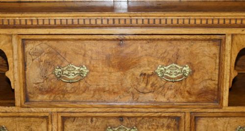 VICTORIAN LIBRARY BURR POLLARD OAK LIBRARY BOOKCASE DROP FRONT SECRETAIRE - ADDITIONAL PHOTO 5