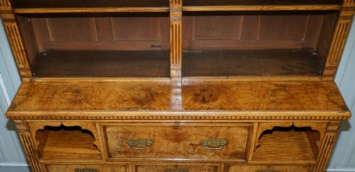 VICTORIAN LIBRARY BURR POLLARD OAK LIBRARY BOOKCASE DROP FRONT SECRETAIRE - ADDITIONAL PHOTO 6