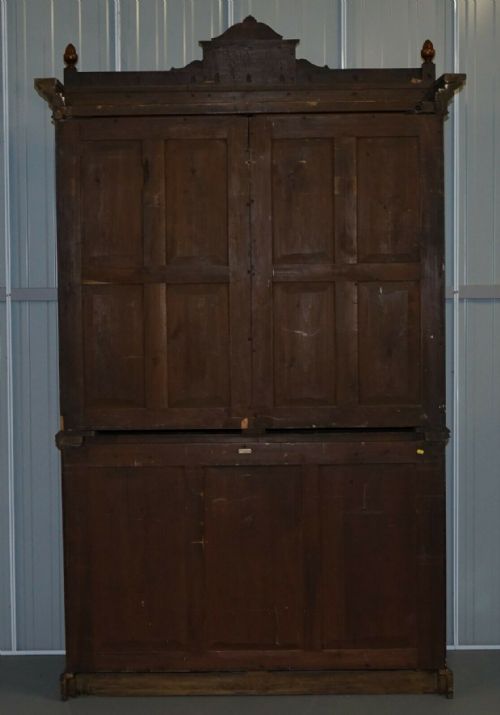 VICTORIAN LIBRARY BURR POLLARD OAK LIBRARY BOOKCASE DROP FRONT SECRETAIRE - ADDITIONAL PHOTO 8