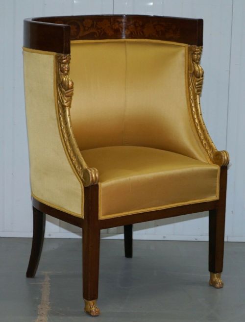 1870 FRENCH EMPIRE MARQUETRY INLAID SUITE PAIR BERGER ARMCHAIRS SETTEE CANAPE - ADDITIONAL PHOTO 7