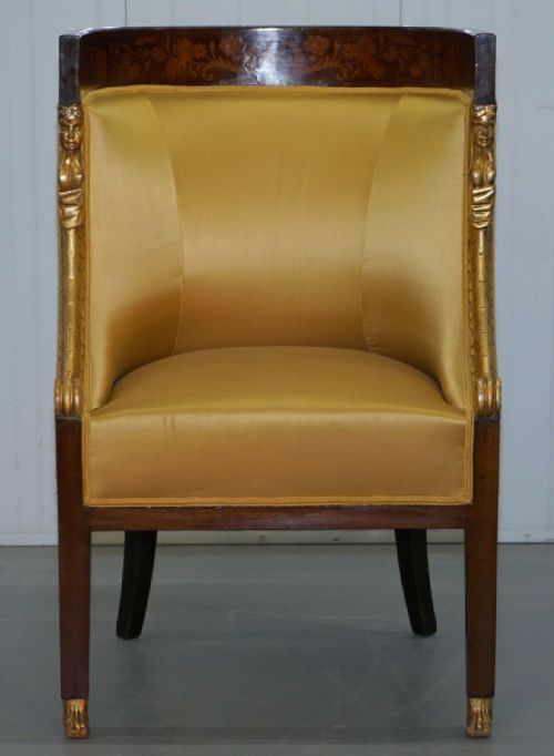 1870 FRENCH EMPIRE MARQUETRY INLAID SUITE PAIR BERGER ARMCHAIRS SETTEE CANAPE - ADDITIONAL PHOTO 8