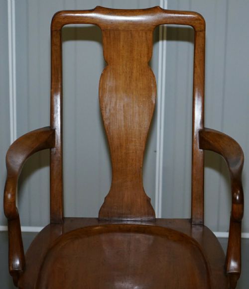 LOVELY VICTORIAN HOWARD SON'S FULLY STAMPED OFFICE DESK ARMCHAIR IN WALNUT - ADDITIONAL PHOTO 4