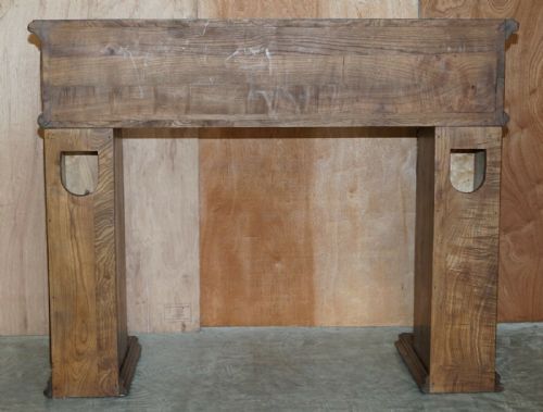 ANTIQUE CIRCA 1880 HAND CARVED SOLID ELM FIREPLACE MANTLEPIECE FRETWORK COLUMNS - ADDITIONAL PHOTO 10
