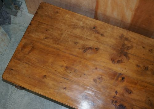 UNIQUE ANTIQUE VICTORIAN 1860 SHIPS REFECTORY DINING TABLE PHOSPHOR BRONZE FEET - ADDITIONAL PHOTO 3