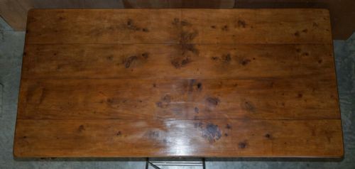 UNIQUE ANTIQUE VICTORIAN 1860 SHIPS REFECTORY DINING TABLE PHOSPHOR BRONZE FEET - ADDITIONAL PHOTO 4