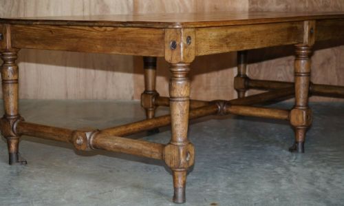 UNIQUE ANTIQUE VICTORIAN 1860 SHIPS REFECTORY DINING TABLE PHOSPHOR BRONZE FEET - ADDITIONAL PHOTO 7