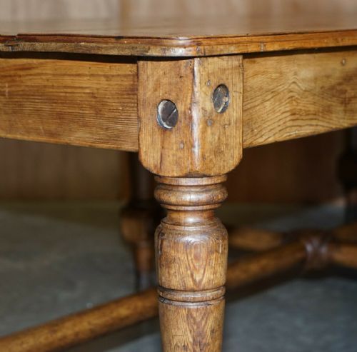 UNIQUE ANTIQUE VICTORIAN 1860 SHIPS REFECTORY DINING TABLE PHOSPHOR BRONZE FEET - ADDITIONAL PHOTO 8