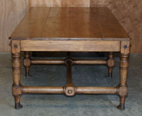 UNIQUE ANTIQUE VICTORIAN 1860 SHIPS REFECTORY DINING TABLE PHOSPHOR BRONZE FEET - ADDITIONAL PHOTO 10