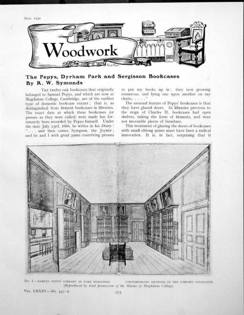 fig 1. A tall warm brown oak library bookcase featuring multi-paned glazed upper doors, intricate carved cornices, and a panelled two-door lower cabinet.