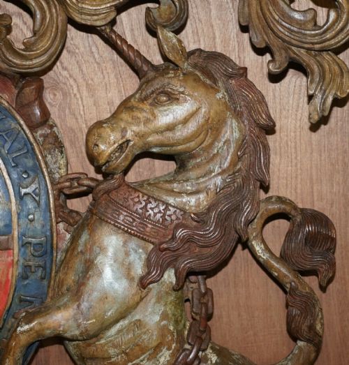 ROYAL CIRCA 17071714 HAND CARVED POLYCHROME PAINTED ARMORIAL CREST COAT OF ARMS - ADDITIONAL PHOTO 10