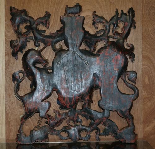 ROYAL CIRCA 17071714 HAND CARVED POLYCHROME PAINTED ARMORIAL CREST COAT OF ARMS - ADDITIONAL PHOTO 12