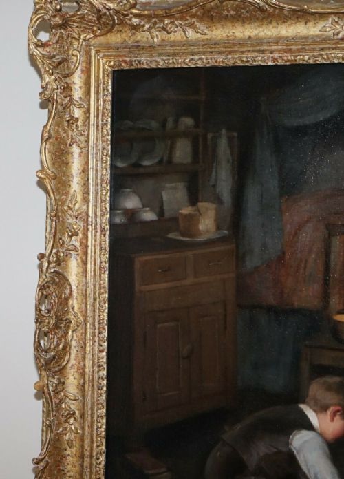 ORIGINAL CIRCA 188090 ROBERT GEMMELL HUTCHISON OIL ON CANVAS PAINTING A NEW TOY - ADDITIONAL PHOTO 9