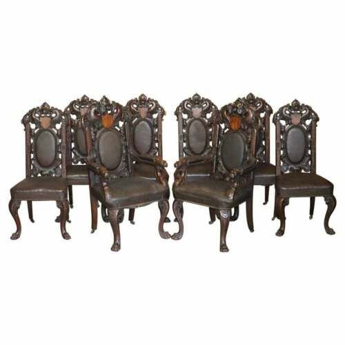 WINSTON CHURCHILL LINKED HARRY WARREN HOUSE EIGHT ANTIQUE DINING CARVER CHAIRS