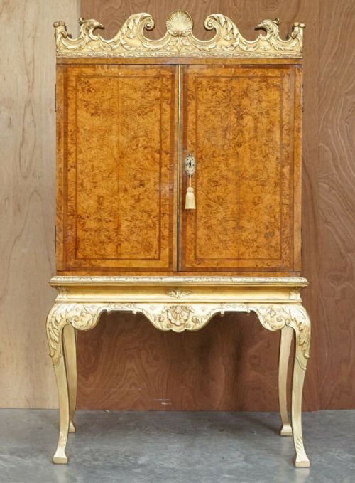 IMPORTANT ANTIQUE GEORGE II CIRCA 1740 MULBERRY WOOD GILTWOOD DRINKS CABINET - ADDITIONAL PHOTO 1