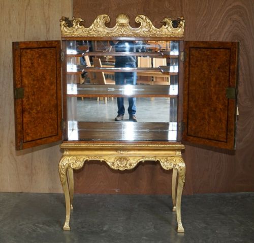 IMPORTANT ANTIQUE GEORGE II CIRCA 1740 MULBERRY WOOD GILTWOOD DRINKS CABINET - ADDITIONAL PHOTO 4