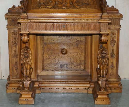 ANTIQUE WALNUT MUSEUM QUALITY EXHIBITION HAND CARVED ITALIAN DAVENPORT DESK - ADDITIONAL PHOTO 4