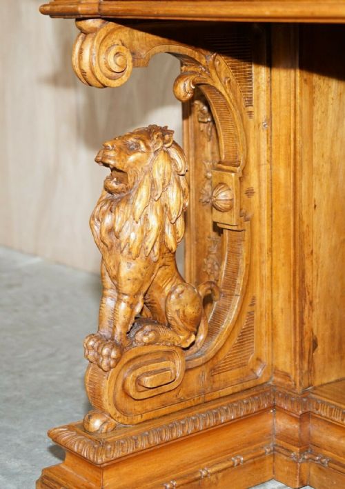 ANTIQUE WALNUT MUSEUM QUALITY EXHIBITION HAND CARVED ITALIAN DAVENPORT DESK - ADDITIONAL PHOTO 6