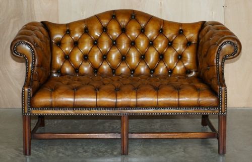 ANTIQUE RESTORED BROWN LEATHER CHESTERFIELD LIBRARY ARMCHAIRS SOFA STOOL SUITE - ADDITIONAL PHOTO 9
