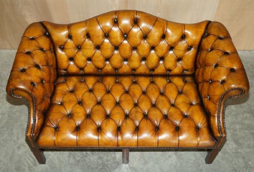 ANTIQUE RESTORED BROWN LEATHER CHESTERFIELD LIBRARY ARMCHAIRS SOFA STOOL SUITE - ADDITIONAL PHOTO 10