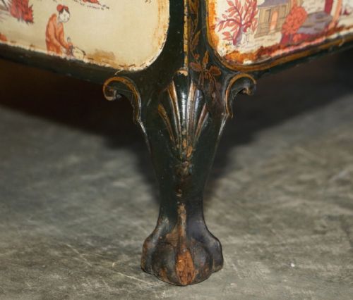 ANTIQUE HOWARD SONS AESTHETIC MOVEMENT SOFA CLAW BALL FEET CHINOISERIE FABIC - ADDITIONAL PHOTO 7