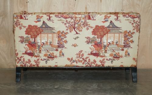 ANTIQUE HOWARD SONS AESTHETIC MOVEMENT SOFA CLAW BALL FEET CHINOISERIE FABIC - ADDITIONAL PHOTO 10