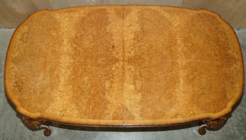 ORIGINAL HILLE LONDON STAMPED BURR WALNUT ART DECO DINING TABLE CHAIRS SUITE - ADDITIONAL PHOTO 9