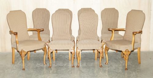 ORIGINAL HILLE LONDON STAMPED BURR WALNUT ART DECO DINING TABLE CHAIRS SUITE - ADDITIONAL PHOTO 13