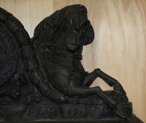 CIRCA 1400 HENRY VIII ARMORIAL COAT OF ARMS FIRE PLACE DIEU ET MON DROIT SIGNED - ADDITIONAL PHOTO 6