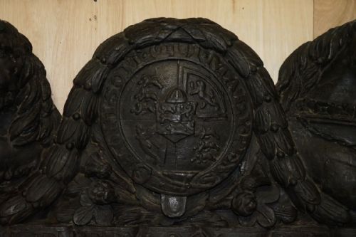 CIRCA 1400 HENRY VIII ARMORIAL COAT OF ARMS FIRE PLACE DIEU ET MON DROIT SIGNED - ADDITIONAL PHOTO 7