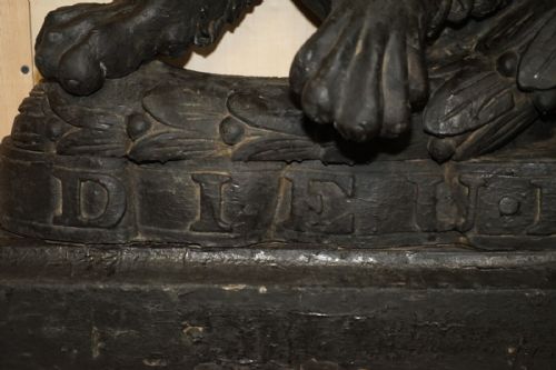 CIRCA 1400 HENRY VIII ARMORIAL COAT OF ARMS FIRE PLACE DIEU ET MON DROIT SIGNED - ADDITIONAL PHOTO 11
