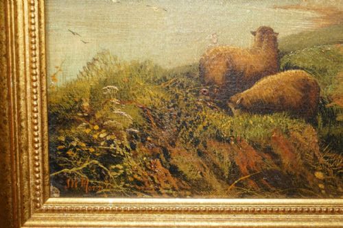 PAIR OF ANTIQUE ORIGINAL JOHN W MORRIS 18651924 LANDSCAPE SHEEP OIL PAINTINGS - ADDITIONAL PHOTO 9