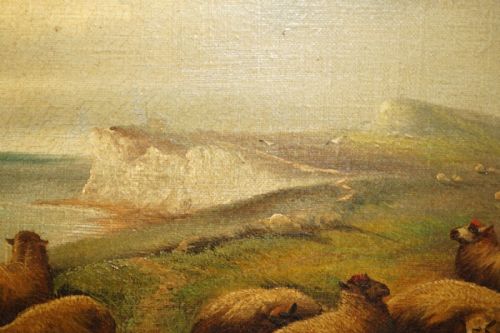 PAIR OF ANTIQUE ORIGINAL JOHN W MORRIS 18651924 LANDSCAPE SHEEP OIL PAINTINGS - ADDITIONAL PHOTO 10