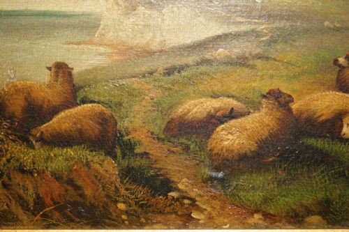 PAIR OF ANTIQUE ORIGINAL JOHN W MORRIS 18651924 LANDSCAPE SHEEP OIL PAINTINGS - ADDITIONAL PHOTO 11