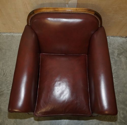 ANTIQUE VICTORIAN PAIR OF CLAW BALL FEET BROWN LEATHER WALNUT CLUB ARMCHAIRS - ADDITIONAL PHOTO 6