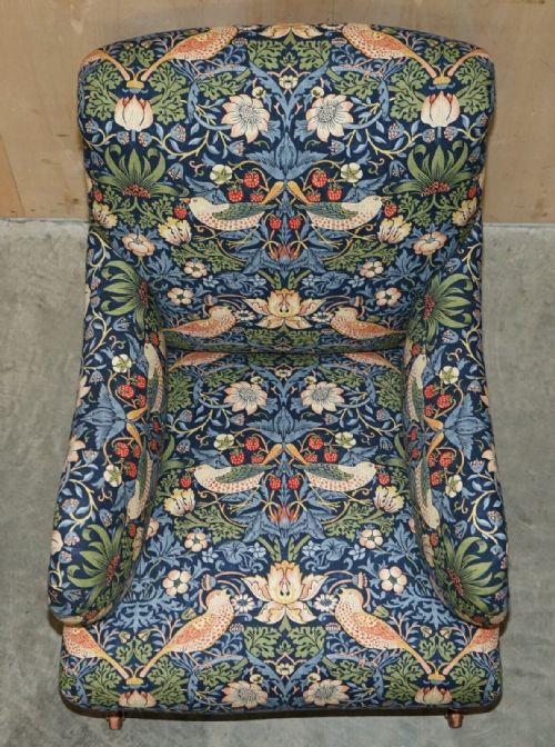 ANTIQUE HOWARD SONS BRIDGEWATER ARMCHAIR WILLIAM MORRIS STRAWBERRY THIEF - ADDITIONAL PHOTO 10