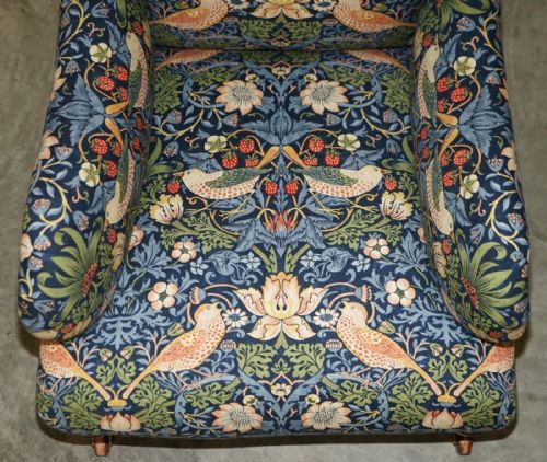 ANTIQUE HOWARD SONS BRIDGEWATER ARMCHAIR WILLIAM MORRIS STRAWBERRY THIEF - ADDITIONAL PHOTO 11