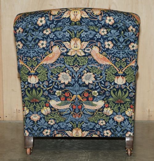 ANTIQUE HOWARD SONS BRIDGEWATER ARMCHAIR WILLIAM MORRIS STRAWBERRY THIEF - ADDITIONAL PHOTO 13