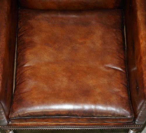 FULLY RESTORED ANTIQUE GEORGE III CIRCA 1780 BROWN LEATHER CHESTERFIELD ARMCHAIR - ADDITIONAL PHOTO 9