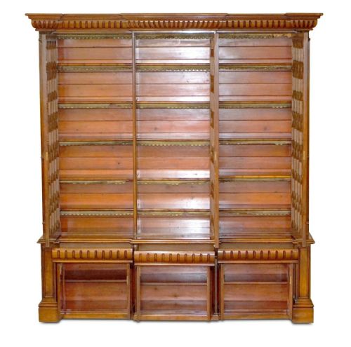 MONUMENTAL 29 METER TALL ANTIQUE VICTORIAN MAHOGANY ASTRAL GLAZED BOOKCASE - ADDITIONAL PHOTO 5