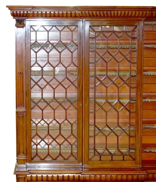 MONUMENTAL 29 METER TALL ANTIQUE VICTORIAN MAHOGANY ASTRAL GLAZED BOOKCASE - ADDITIONAL PHOTO 11