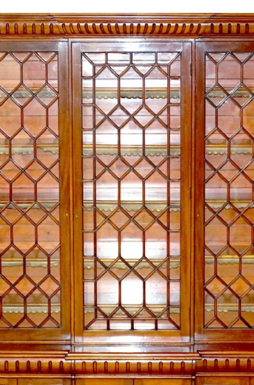 MONUMENTAL 29 METER TALL ANTIQUE VICTORIAN MAHOGANY ASTRAL GLAZED BOOKCASE - ADDITIONAL PHOTO 12