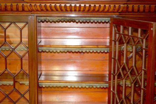 MONUMENTAL 29 METER TALL ANTIQUE VICTORIAN MAHOGANY ASTRAL GLAZED BOOKCASE - ADDITIONAL PHOTO 13